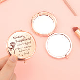 ๐น Elegant 65mm Round Makeup Mirror, Dual-Sided Button Design in Rose Gold. A heartfelt blessing for your daughter engraved. 2x magnification, HD glass, in stock. Perfect for any occasion! โจ๐